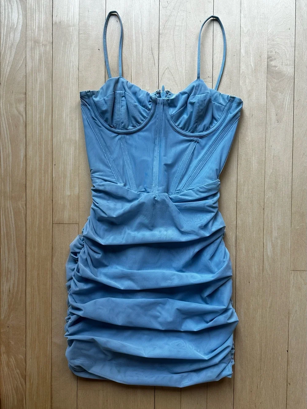 House of CB Mistress Rocks Powder Blue Mesh Corset Bodycon Mini Dress